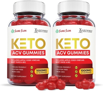 Justified Laboratories (2 Pack) Sure Slim Keto ACV Gummies 1000MG with Pomegranate Juice Beet Root B12 60 Gummys, 60 Count (Pack of 1), 60.0 Count