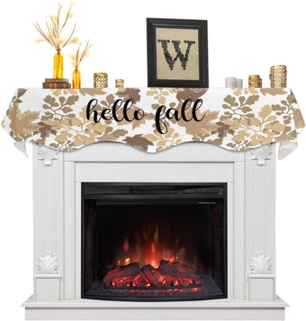 Christmas Mantel Scarf for Fireplace,Vintage Fall Maple Leaves Texture Mantel Shelf Top Scarves Runner Mantel Cover XMAS Fireplace Decoration for Home Living Room Holiday Decor,Rustic Farmhouse