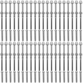 40 Sets Wire Rope Connector Swage End Terminal Stair Railing Kit Cable Railing Kit Cable Railing System Deck Railing Hardwares Wire Tensioner Swage Fitting Stainless Steel Thread