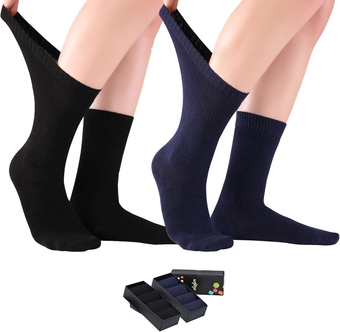 Soft Bamboo Diabetic Crew Socks for Women, Loose Fit, Wide, Non-Binding, Seamless Toe Thin Dress Socks 4-8-12-24 Pairs