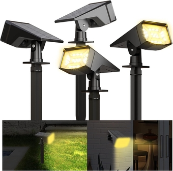 Solar Landscape Lights, Outdoor LED Lights Waterproof Solar Spot Lights Garden Lighting Adjustable Wall Lights Wireless Patio Lights Warm White Lighting Solar Powered Landscape Path Lights