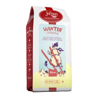 Joffrey's Coffee - Winter Wonderland, Flavored Coffee, Artisan Medium Roast, Arabica Coffee Beans, White Chocolate, Coconut, Caramel, & Almond Flavor, Brew or French Press, No Sugar (Whole Bean, 16 oz)