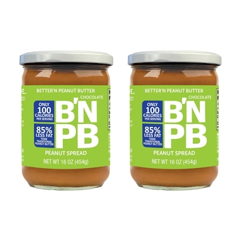 Low Fat Chocolate Peanut Butter Spread by Better’n Peanut Butter, Creamy Low-Calorie Peanut Spread with No Saturated Fat, Gluten Free, Dairy Free, Non GMO, Kosher, Pack of 2, 16 oz. Glass Jars