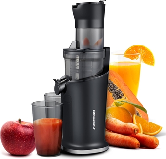 EJX017 Whole Fruit 3” Feeding Chute, Dynamic Masticating Slow Juicer, High Yield Cold Press Juice Extractor, Nutrient and Vitamin Dense, Easy to Clean, 27 oz Juice Cup, Black