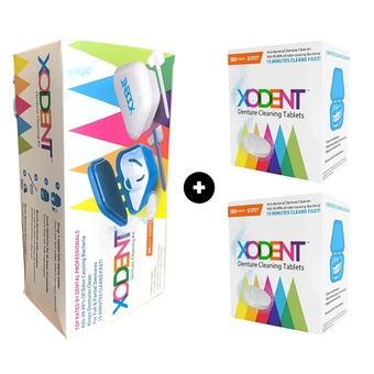PREMIUM Denture Cleaning Kit | 2x Denture Cleansing Baths | 2x Strainer Baskets | 2x Soft-Bristle Brushes | 390x Denture Cleaning Tablets | Denture Cleaners