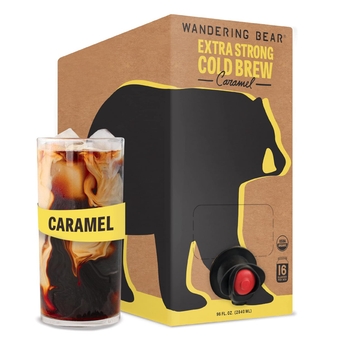 Organic Caramel Cold Brew Coffee On Tap, 96 fl oz - Extra Strong, Smooth, Unsweetened, Shelf-Stable, and Ready to Drink Iced Coffee, Cold Brewed Coffee, Cold Coffee