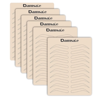 6 Pcs Eyebrow Tattoo Skin Practice, Dounle Side Microblading Practice Skin Tattoo Skin Sheet No Ink Needed Practice Skin, Permanent Makeup Silicone Skins for Tattoo Eyebrow Beginner Salon (Black)