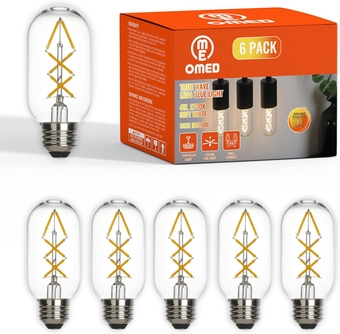 Fishbone LED Filament Vintage Edison Light Bulbs, T45/T14 E26 4W Antique Tubular Light Bulbs 40 Watt Equal, 400LM 2700K Soft White Spiral Retro Tube Light Bulbs, Clear Glass, 6 Pack