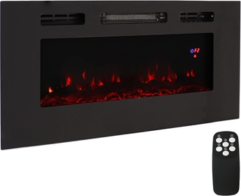 Sophisticated Hearth 40-Inch Indoor Electric Fireplace - Wall-Mounted/Recessed - 3 Flame Colors - Black