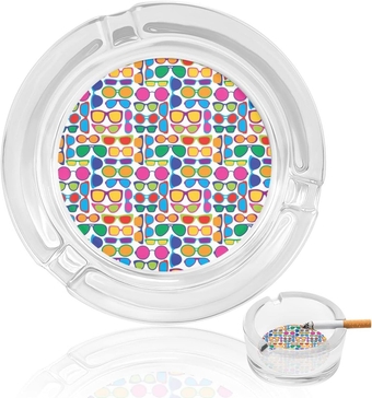 Colorful Eye Glasses Glass Ashtrays Round Ash Tray Cute Pretty Ash Holder Case for Home Office Deck Decoration