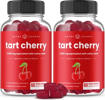 (2-Pack 120 Tart Cherry Gummies - 3000mg Supplement with Celery Seed Extract - Vegan Tart Cherry Concentrate Gummy Vitamin