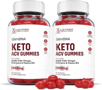 Justified Laboratories (2 Pack) Slim DNA Keto ACV Gummies 1000MG Vegan Non GMO with Pomegranate Juice Beet Root B12 120 Gummys