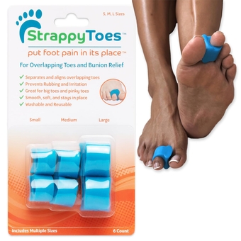 StrappyToes - Silicone Toe Spacers for Women and Men - Help Correct Crooked, Overlapping Toes - Bunion Corrector to Improve Foot Health - Separators and Big Toe Straightener