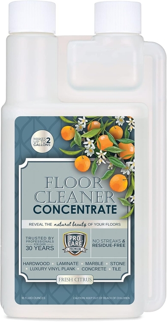 Citrus Floor Cleaner Concentrate (Made in USA) | Vinyl, Wood, Tile, Stone & Laminate Floor Cleaner For Mopping, Household Supplies, Cleaning Solution For Kitchen & Bathroom - 16oz (474ml)