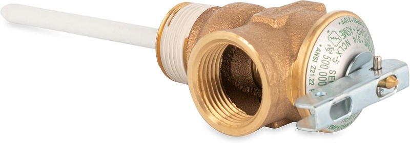 Automatic Temperature and Pressure Relief Valve with Extension Probe and Lever | Features an All Brass Body with a Stainless Steel Pressure Spring | (10473)
