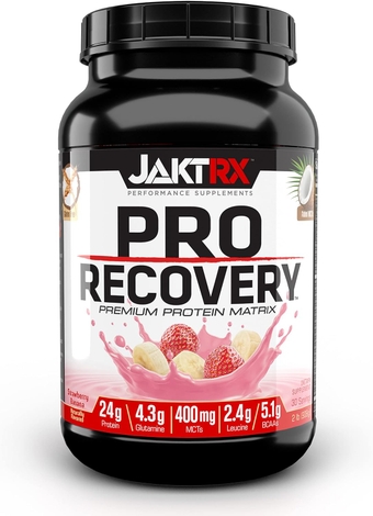 PRO Recovery – Post-Workout Whey Protein Powder – Muscle Builder & Recovery Supplement – BCAA, Glutamine, Leucine, Glucosamine & MCT – 30 Servings – Strawberry Banana