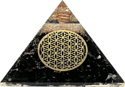 Large Orgone Pyramid | Shungite Pyramid Crystal | Flower of Life Orgonite Pyramid | Organ Pyramids Positive Energy Healing