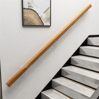 Wooden Stair Handrail, Single Piece Handrails, Complete Kit with Metal Bracket, Safety Anti-Slip Wall Stair Rail for Indoor Elderly Children, for Bars Lofts Kindergarten Guardrail Corridor(8ft)