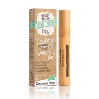Dr.  Coconut Oil Tooth Whitening Pen, Rapid Brightening Power, Effective Stain Remover, Reduces Tooth and Gum Sensitivity, Enamel Safe, 25+ Uses, Coconut Mint Flavored, 0.35oz Pen (Pack of 1)