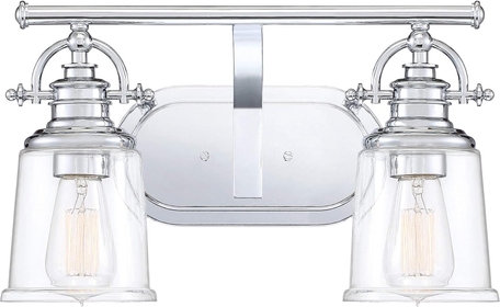 GRT8602C Grant Vanity Bath Lighting, 2-Light, 200 Watts, Polished Chrome (10"H x 16"W)