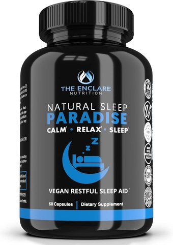 THE ENCLARE NUTRITION Melatonin 10mg Sleep Aid-Adults. Ashwagandha, GABA, 5HTP, L Theanine, Vitamin B6, Inositol, Calcium, Magnesium Natural, Vegan, Extra Strength, Non-Habit Forming Deep Restful (1)