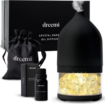 Crystal Energy Oil Diffuser by  | Aromatherapy Device & Essential Oil | Heatless Diffuser & Crystal Chamber with Ambient Glow Light (Black)