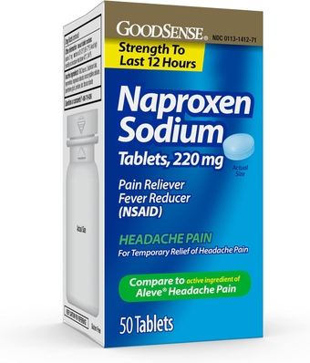Naproxen Sodium Tablets 220 Mg, Headache Pain, Blue, 50 Count