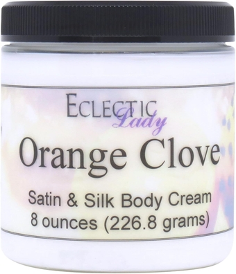 Orange Clove Satin and Silk Cream, Body Cream, Body Lotion, 8 oz - Shea Butter, Aloe, Silk Amino Acids, Vitamin E, Phthalate-Free, Handcrafted in USA - Perfect For Women
