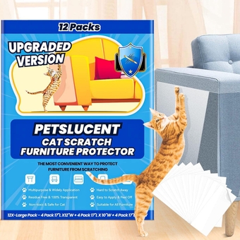 Cat Scratch Furniture Couch Protector Tape, Anti Cat Scratch Clear Training Self Adhesive Tape 4X-Large (17" L x12 W) + 4Large (17" L x10 W) + 4Medium (17" L x6 W) for Sofa Doors