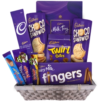 Cadbury Chocolate Gift Basket | Christmas baskets for gifts for families Kids Men Women Adults Employee Holiday Snacks Candy Bars Biscuits Cookies Cocoa Hot chocolate Gift Sets | Chocolate Gift Box