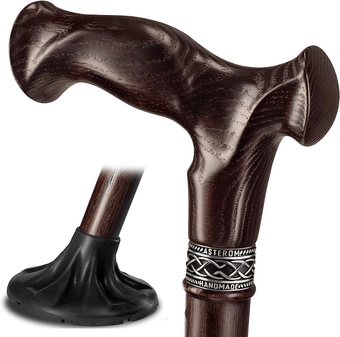 Walking Cane - Wooden, Ergonomic, Quad Cane - Canes for Men & Women, Walking Sticks for Seniors, Sturdy, Wood, Cain