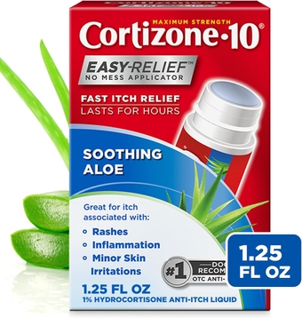 With Healing Aloe Easy Relief Applicator 1.25 oz., Maximum Strength 1% Hydrocortisone Anti-Itch Liquid (Pack of 6)