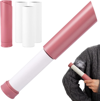 Retractable Lint Roller, Mini Lint Roller for Clothes Extra Sticky, Travel Size Toiletries, Refillable Pet Hair Remover for Dust with 3 Refills 210 Sheets (Pink)