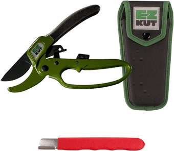 Original Ratcheting Pruner Kit with Molded Ballistic Nylon Sheath and Carbide Blade Tool, Green and Black