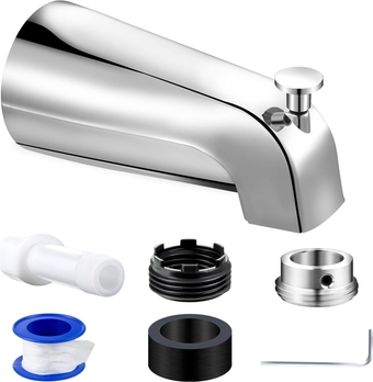 Tub Spout with Diverter, Tub Spout (Universal Fits 1/2" Copper Pipe, 1/2" IPS and 3/4" IPS), Bathroom Bathtub Faucet with Adapters and Hex Wrench, Chrome (Simple)