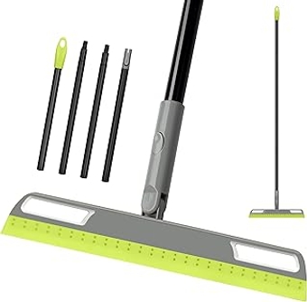Rubber Magic Broom, Multifunction Scraping Silicone Broom Sweeper with 59" Long Handle, Squeegee Broom for Floor Bathroom ...