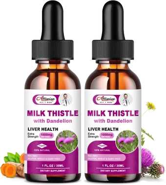 Liver Health Support Liquid, 1000mg Milk Thistle 80% Silymarin Extract & 250mg Dandelion Root Extract, Liver Cleanse Detox & Repair Fatty Liver Formula, Vegan, Non-GMO and All-Natural