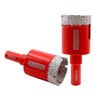 Diamond Drill Bit 1-1/8 inch 2pcs Vacuum Brazed Diamond Hole Saw 28mm with Triangle Shank Drilling Porcelain Tile Ceramic Marble Granite Masonry Quartz