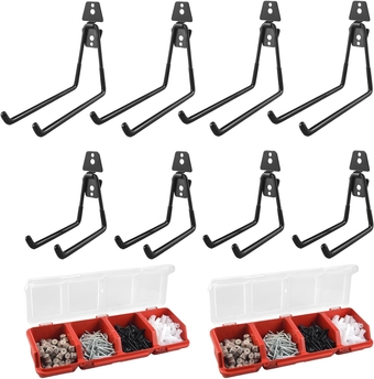 8-Pack Heavy Duty Wall Storage Hooks and 2-Pack Screw Organizer Storage Bins for Garage/Craft Tool Organizing