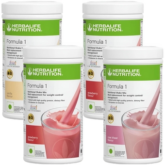 Formula 1 Nutritional Shake Mix - Pack of 4, 500g Each -  Shake -  Protein Powder -  Weight Loss Meal Replacement (Vanilla - Strawberry - Strawberry - Rose)