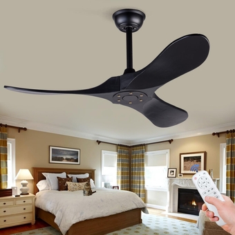 42 Inch Wood Ceiling Fan Without Light Remote Control, Ceiling Fan No Light Indoor Outdoor with 3 blade for Patio Living Room, Bedroom, Office, Summer House, Etc (Black Blades)