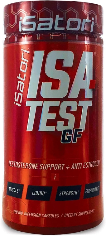 ISA-Test GF High Performance - Gain Strength and Increase Muscle Mass - Hardcore Training for Exercise and Sports - Gluten-Free Anti-Estrogen Complex - 120 Capsules