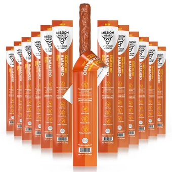 Mission Meats Grass Fed Beef Sticks (Habanero Smoked) – Extremely Spicy, Sugar Free Beef Sticks with Clean Ingredients, Non-GMO, Gluten Free, MSG Free, Paleo, 1oz (Pack of 24)