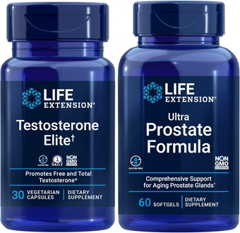 Testosterone Elite, 30 Vegetarian Capsules | Ultra Prostate Formula, 60 softgels | Healthy Prostate, Testosterone Production Support, Supplements for Men