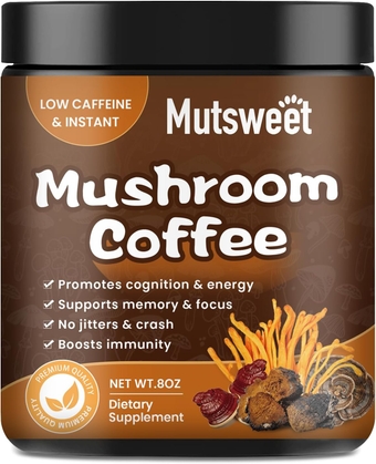 Mushroom Coffee, Mushroom Powder Blend (57 Servings) with Lions Mane, Reishi, Cordyceps, Turkey Tail, Chaga -Mushroom Supplement for Energy, Focus, Immune Support - 8oz