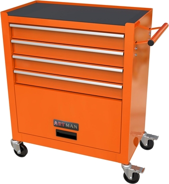 Tool Cart on Wheels with 4 Drawers,Metal Tool Box Cabinet Organizers Utility Carts,Orange