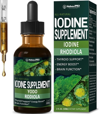 Iodine Liquid Supplement for Thyroid Hormone Balancing Support, Gotas de YODO y Selenio para Tiroides Con Rodola Semenovii y Ortiga. (YODO)