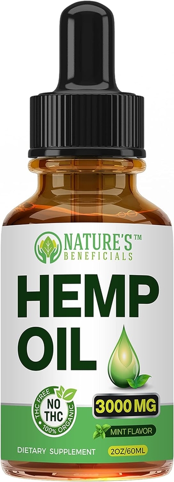 Organic Hemp Oil Extract Drops 3000mg - Ultra Premium, Soothes Discomfort, Joint Support, Sleep Aid, Omega Fatty Acids 3 6 9, Non-GMO