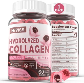 Sugar Free Hydrolyzed Collagen Gummies 800mg Multi Peptides Type I II III V & X, Plus Biotin, Keratin & Vitamin for Women Men Healthy Skin Hair Nails, Beauty Support, Bone & Joint Support, No-Gelatin