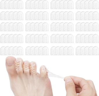 100 Pcs Silicone Anti-Friction Toe Protector, Breathable Gel Toe Protector, Little Toe Cover Protectors Caps for Men and Women, Toe Sleeves with Hole to Protect Toe from Rubbing, Corns, Blisters etc
